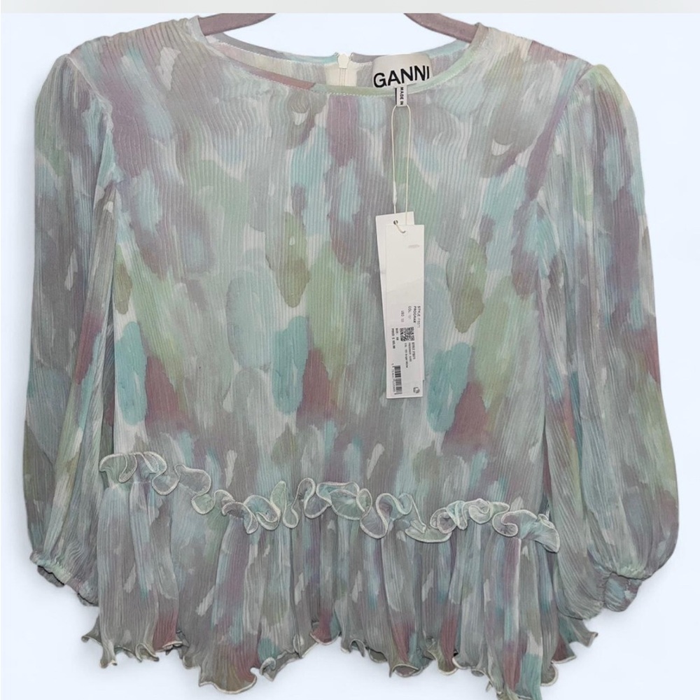 🎨GANNI NWT size LARGE Pastel Watercolor Blouse
